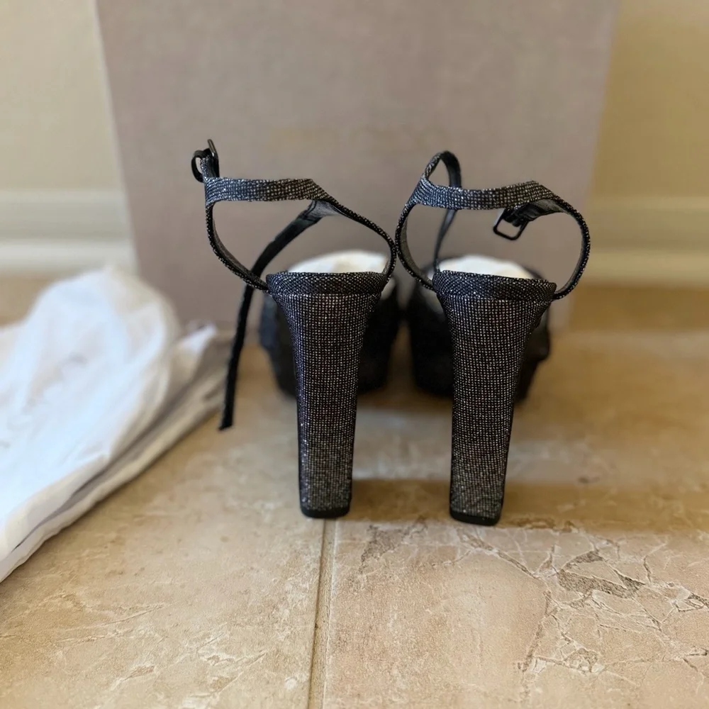Jimmy Choo Heloise 120MM Glitter Platform Sandals size 39.5